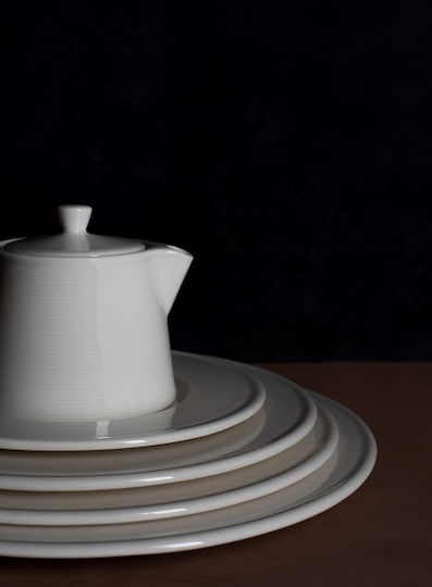 Porland Aluminite Line Serving Plate Shallow Made of Porcelain White with Diameter 20cm