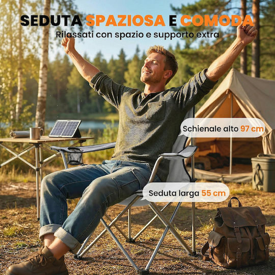 Outsunny Καρέκλα Παραλίας Γκρι Αδιάβροχη Σετ 2τμχ