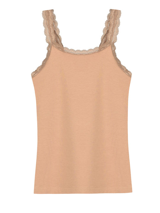 Brown Women's Tank Top with Spaghetti Strap
