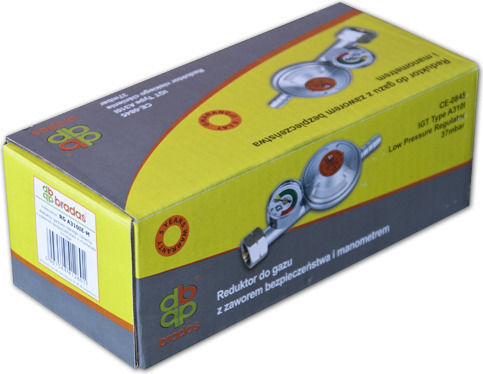 Bradas Gasschlauch 37mbar 1.5kg/h Sicherheitsventil mit Manometer Schlauch 9-10mm Rg A310ie-m