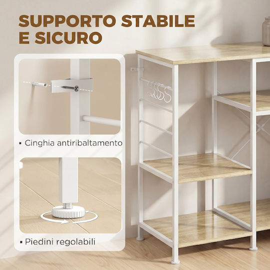 HomCom Ραφιέρα Κουζίνας Ξύλινη Λευκή 83.5x39x90cm