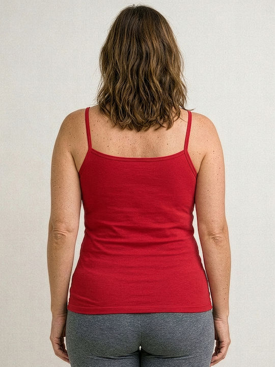 Sleeveless Cotton Red Women's T-Shirt Sleeveless Cotton Red Women's T-Shirt