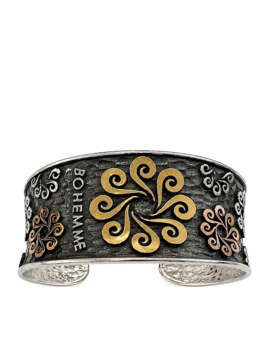 Bratara Deschisa Tip Cuff Bratari Handmade 925 Argint K18 Aur & Rodiu Negru Pentru Femei Silverline 0230387101/negru Rodiu Roz Aur Handmade Galben Aur Argintaur 0230387101