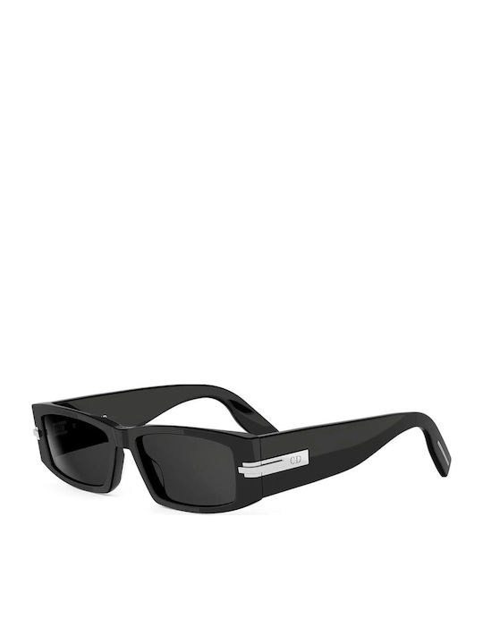 Dior Unisex Sunglasses with Black Horn-Rimmed Frame and Black Lens