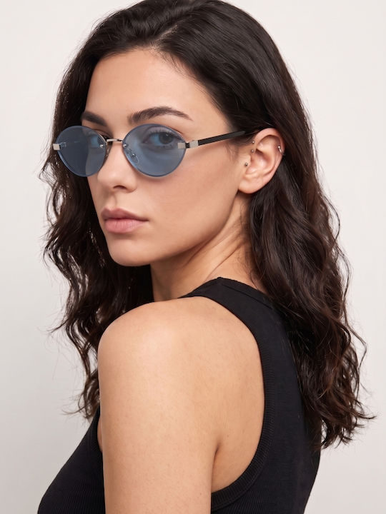 Luigi Unisex Sunglasses with Light Blue Metallic Frame and Light Blue Lens 4925030