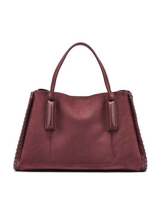Women's Satchel Bag Suede Burgundy