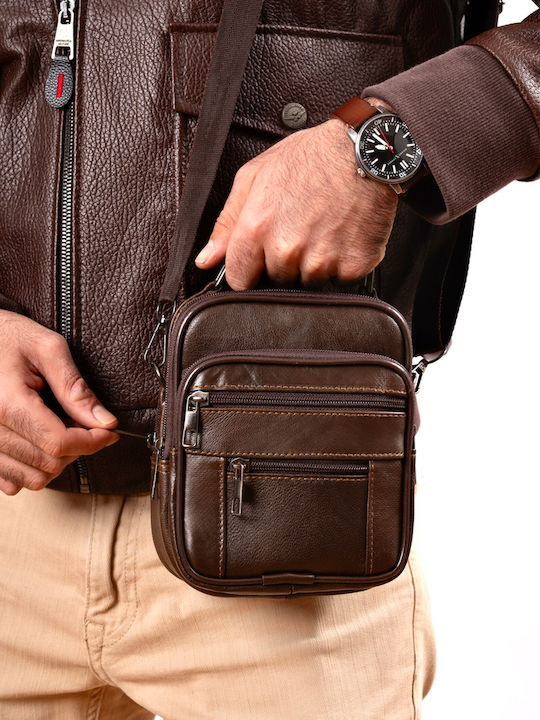 Leather Men's Handbag Brown