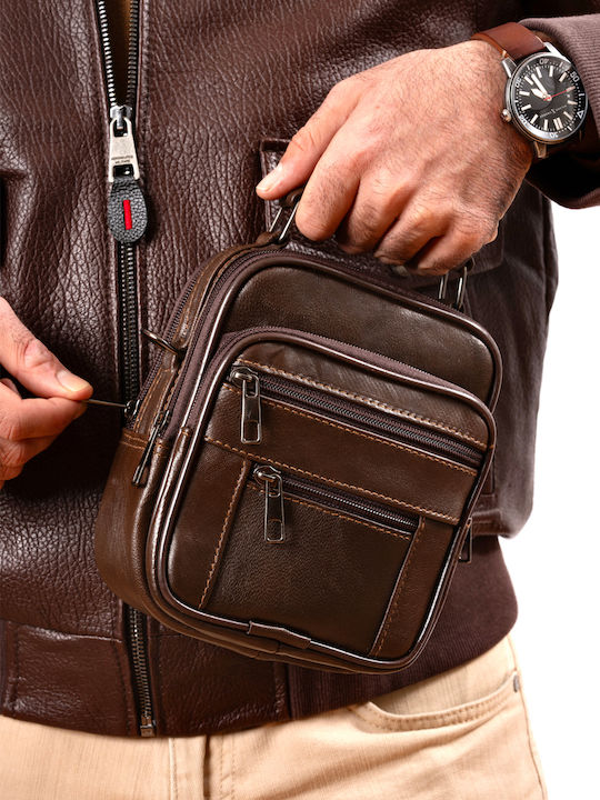 Leather Men's Handbag Brown