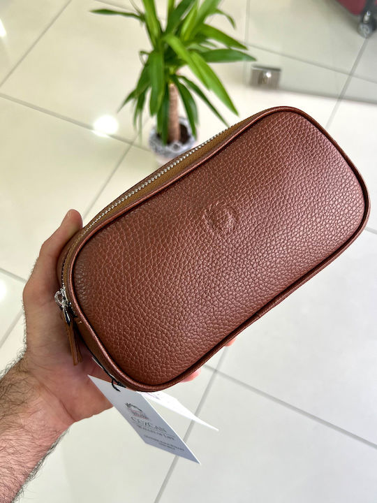 Leather Men's Handbag Tabac Brown