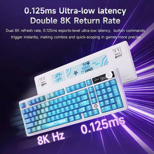 Ajazz AK980 V2 Pro Ασύρματο Gaming Μηχανικό Πληκτρολόγιο 98% με RGB φωτισμό (Αγγλικό US) Gradient Blue Transparent