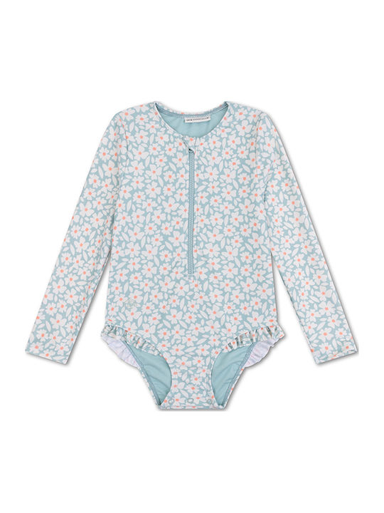 Swim Essentials Costum De Baie Pentru Copii Întreg Cu Mâneci Lungi Green Flowers