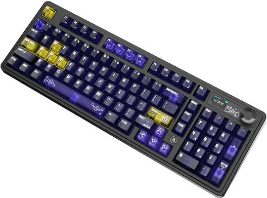 Ajazz AK980 V2 Pro Wireless Gaming Mechanical Keyboard 98% with RGB Lighting English US Transparent Yellow-Purple Dark Purple