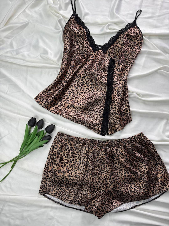 Sommerliches Damen-Schlafanzug-Set aus Satin