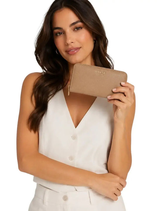 Guess Amorette Amorette Large Leather Women's Wallet Beige Guess Amorette Amorette Large Leather Women's Wallet Beige