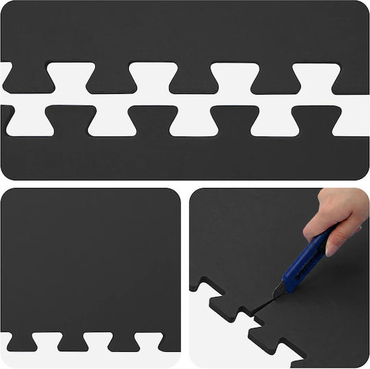vidaXL vidaXL Gym Puzzle Mats Black 60x60cm 12 Pieces