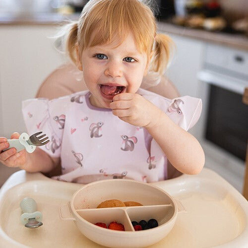 Babyono Βρεφικό Σετ με Κουτάλια από Σιλικόνη Γαλάζια 2τμχ