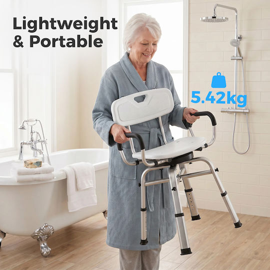 HomCom Toilettenstuhl mit Rückenlehne 712-077V00WT