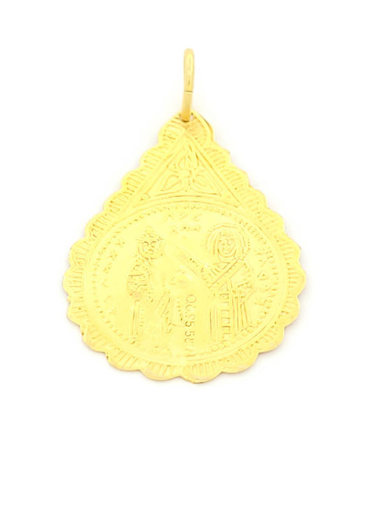 Kinder Amulett Kinderschutzschild Beidseitig mit Jesus Christus aus 14K Gold 109692