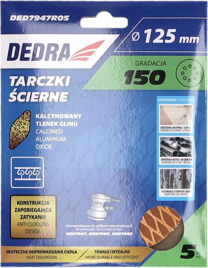 Dedra Orbital Sander Sheet 125x125mm Set 5 Pieces