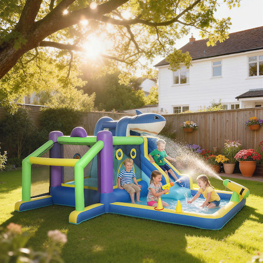 Aiyaplay Inflatable Castle with Trampoline & Slide for Ages 3-8