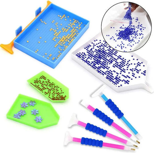 Set Mozaic cu Diamante Zola 20 Piese Organizatoare Accesorii Etichete Cutie 28 Compartimente