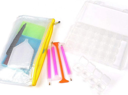 Set Mozaic cu Diamante Zola 20 Piese Organizatoare Accesorii Etichete Cutie 28 Compartimente