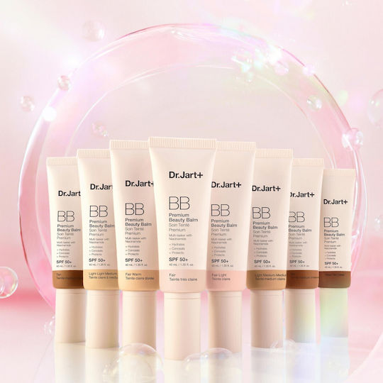 Dr. Jart+ Premium Beauty BB Medium Light Balm Face with SPF50 for Moisturizing and Brightening with Niacinamide 40ml