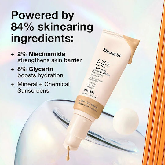 Dr. Jart+ Premium Beauty BB 0.5 Fair Warm Face Balm with SPF50 for Moisturizing & Brightening with Niacinamide 40ml