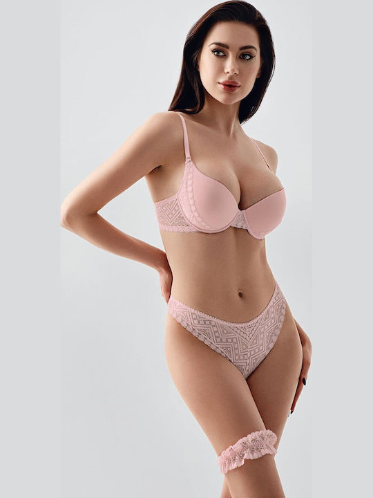 Set De Lenjerie Intimă Cu Dantelă Sutien Cu Slip Roz