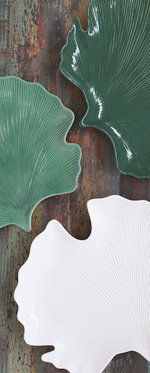 Easylife Tropical Leaves Green Decorative Porcelain Platter Green 35x29cm