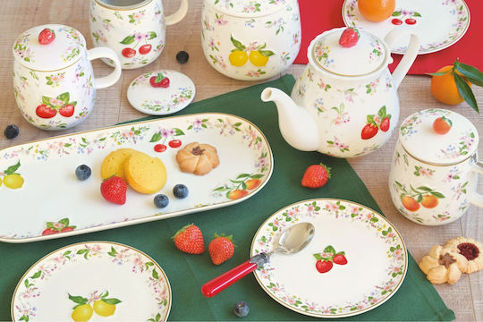 Easylife Fancy Fruit Mug Made of Porcelain With Lid in Various Orange Designs 450ml (Various Designs)