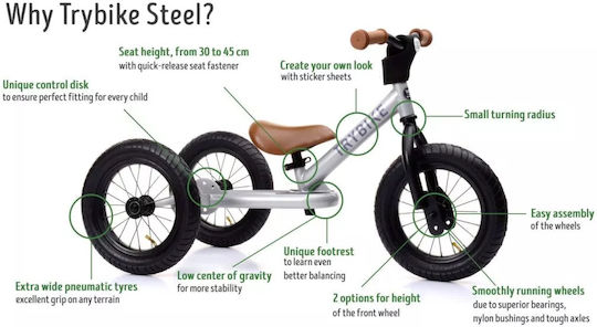 Trybike Convertible Tricycle Bike for 15 Months Blue Matte