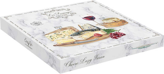 Easylife Les Fromages Piata De Servire Din Sticlă Multicolor 32x32cm