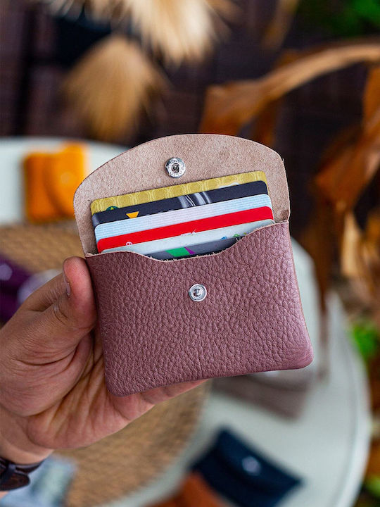 Leather Men's Card Wallet Pink