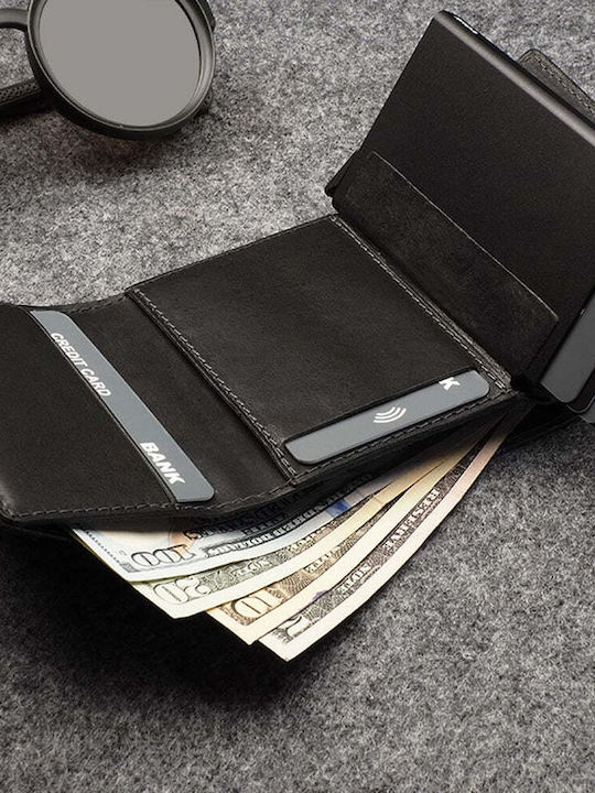 Мъжки кожен портфейл с RFID Черен