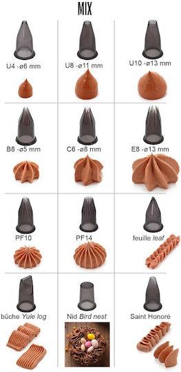 De Buyer Mix 12 Pastry Nozzles Tritan Brand Nozzle for Pastry Bags 12 Pieces 3011244150045