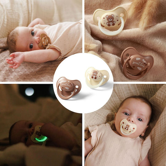 Babyono Πιπίλα Σιλικόνης Νυκτός Λευκό για 0-6 μηνών
