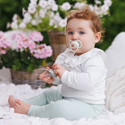 Babyono Night Silicone Pacifier White for 6-18 Months