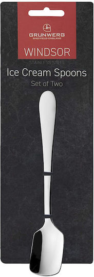 Grunwerg Windsor Γλυκού/Παγωτού Ανοξείδωτα Ασημί 15.5cm 2ICEWDRC 2τμχ