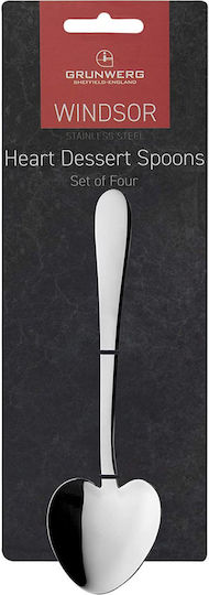 Grunwerg Windsor Set Of Dessert Ice Cream Spoons Stainless Steel Silver 16cm 4 Pieces