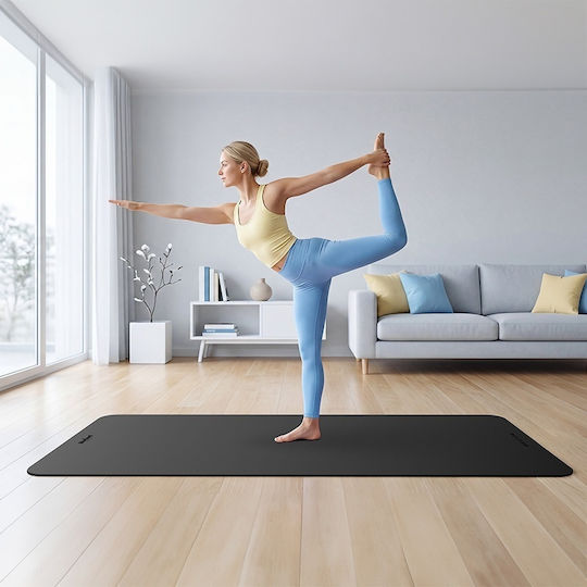 Rebel Active Saltea de Gimnastică Yoga Neagră (200x90cm)