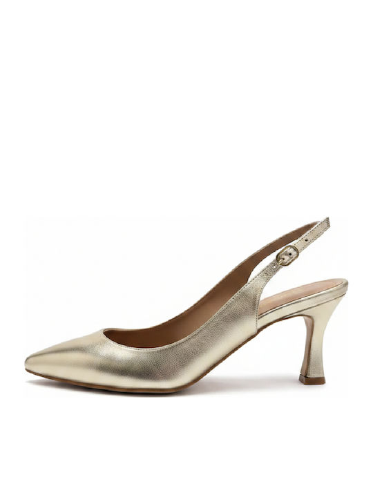 Leder Pumps mit Hohem Absatz Goldene