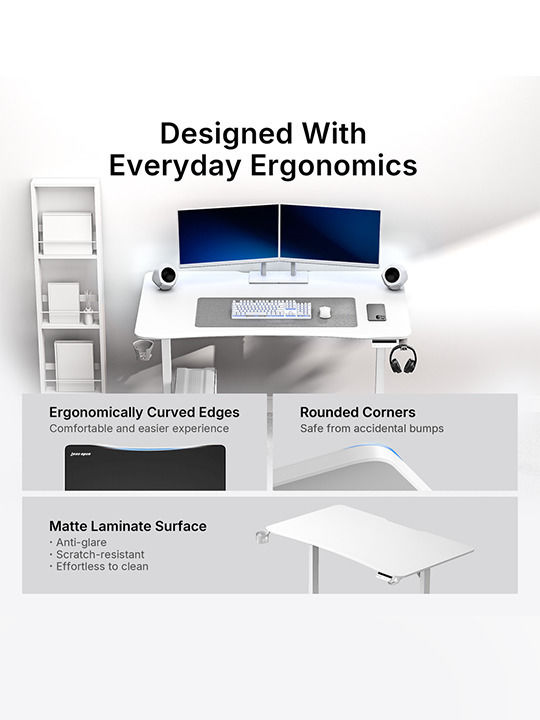 Anda Seat Ηλεκτρικό Γραφείο Xtreme-E White με Μεταλλικά Πόδια & Ρυθμιζόμενο Ύψος 140x75x71εκ.