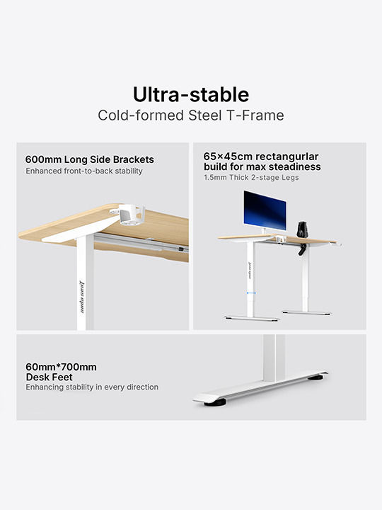 Anda Seat Birou Electric Xtreme-E Wood / Picior Alb cu Picioare Metalice și Înălțime Reglabilă 140x75x71cm AD-D-DD1-1400-06-K