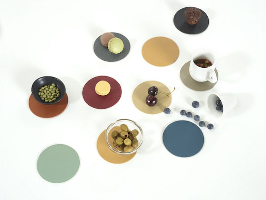 Tiseco Round Coasters Made of Green Artificial Leather 4 Pieces Tiseco Round Coasters Made of Green Artificial Leather 4 Pieces