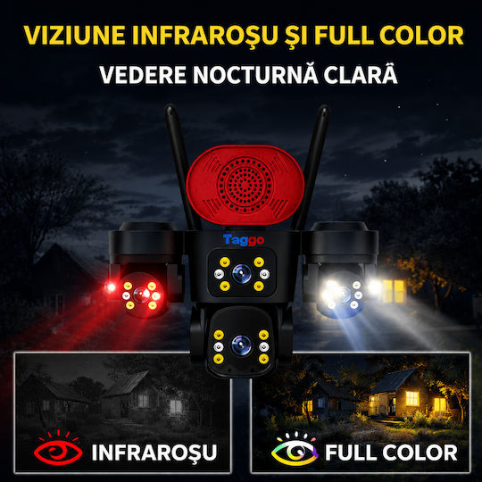 Taggo PRO-Q70 IP Cameră de Supraveghere 4G 15MP Impermeabilă cu Comunicare Bidirecțională și Obiectiv de 1.6mm