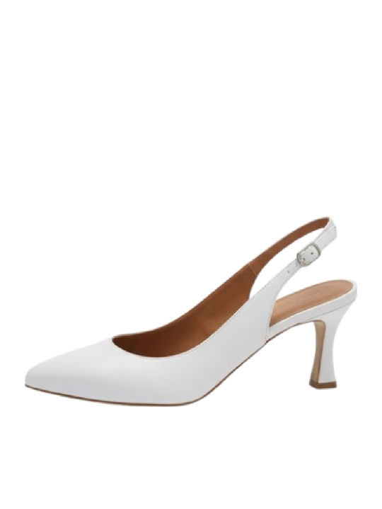 Leder Pumps mit Hohem Absatz Weiß 170827-Weiß