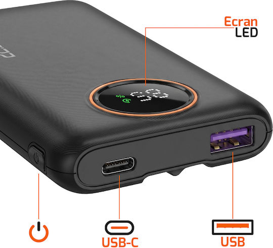 LinQ Power Bank 10000mAh 22.5W с USB-A Порт и USB-C Порт Черен