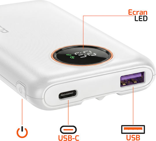 LinQ Power Bank 10000mAh 22.5W mit USB-A Ausgangsanschlüsse und USB-C Ausgangsanschlüsse Weiß