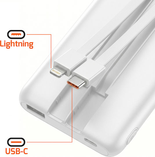 LinQ Power Bank 10000mAh 22.5W mit USB-A Ausgangsanschlüsse und USB-C Ausgangsanschlüsse Weiß